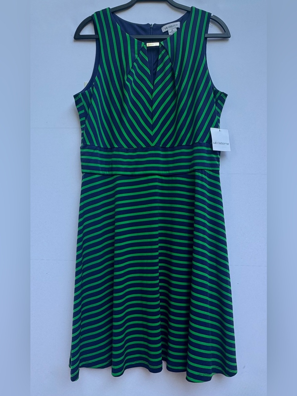 NWT Liz Claiborne Striped Keyhole Fit-and-Flare Midi Dress – Size 16 - Picture 13 of 16
